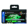 Staedtler - Pigment Arts Pen, Set tematici da 6 Brush Pen 371, Greens & Turquoises, set, punta a pennello