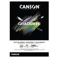 Canson - Graduate, Blocco Mixed Media di carta nera, A3, 29,7 x 42 cm, opaca, 240 g/m², blocco collato su 1 lato