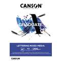 Canson - Graduate, Blocco Lettering Mixed Media, A3, 29,7 x 42 cm, strutturata, 200 g/m², blocco collato su 1 lato