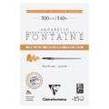 Clairefontaine - Fontaine, Carta per acquerello Extra White, satinata, 10 x 15 cm, 300 g/m², satinata (hot pressed), Blocco con 15 fogli (collati su 4 lati)