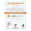 Clairefontaine - Fontaine, Carta per acquerello Extra White, satinata, 31 x 41 cm, 300 g/m², satinata (hot pressed), Blocco con 12 fogli (collati su 4 lati)