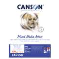 Canson - Mixed Media Artists, Carta per tecniche miste, A4, 21 x 29,7 cm, 300 g/m², fine, Blocco collato su 1 lato con 25 fogli