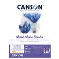 Canson - Mixed Media Essentia, Carta multiuso, A3, 29,7 x 42 cm, 250 g/m², fine (cold pressed), Blocco collato su 1 lato con 30 fogli