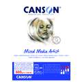 Canson - Mixed Media Artists, Carta per tecniche miste, A4, 21 x 29,7 cm, 600 g/m², fine, Blocco collato su 1 lato con 15 fogli