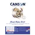 Canson - Mixed Media Artists, Carta per tecniche miste, A3, 29,7 x 42 cm, 600 g/m², fine (cold pressed), Blocco collato su 1 lato con 15 fogli