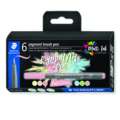 Staedtler - Pigment Arts Pen, Set tematici da 6 Brush Pen 371, Pastel Colours, set, punta a pennello
