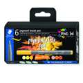 Staedtler - Pigment Arts Pen, Set tematici da 6 Brush Pen 371, Yellows & Orange, set, punta a pennello