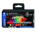 Staedtler - Pigment Arts Pen, Set tematici da 6 Brush Pen 371, Basic Colours, set, punta a pennello