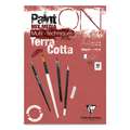 Clairefontaine - Paint On, Carta multi-tecnica color terracotta, A4, 21 x 29,7 cm, 250 g/m², fine (cold pressed), Blocco 20 ff.