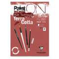 Clairefontaine - Paint On, Carta multi-tecnica color terracotta, A2, 42 x 59,4 cm, 250 g/m², fine (cold pressed), Blocco 20 ff.