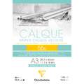 Clairefontaine - Calque, Carta trasparente da lucido, 55 g/m², A3, 29,7 x 42 cm, 1 pezzo, Blocco 50 ff.