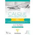 Clairefontaine - Calque, Carta trasparente da lucido, 90/95 g/m², A2, 42 x 59,4 cm, 1 pezzo, Blocco 50 ff.
