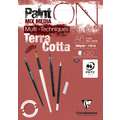 Clairefontaine - Paint On, Carta multi-tecnica color terracotta, A6, 10,5 x 14,8 cm, 250 g/m², fine (cold pressed), Blocco 20 ff.