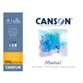 Canson - Montval, Cartoncino per acquerello, grana fine, A2, 42 x 59,4 cm, 300 g/m², fine (cold pressed), 12 ff. - collato su un lato
