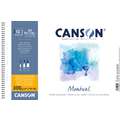 Canson - Montval, Cartoncino per acquerello, grana fine, A3, 29,7 x 42 cm, 300 g/m², fine (cold pressed), 12 ff. - spiralato sul lato corto