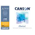 Canson - Montval, Cartoncino per acquerello, grana fine, 10,5 x 15,5 cm, 300 g/m², fine (cold pressed), 12 ff. - collato su 4 lati
