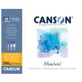Canson - Montval, Cartoncino per acquerello, grana fine, 19 x 24 cm, 300 g/m², fine (cold pressed), 12 ff. - collato su 4 lati