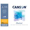 Canson - Montval, Cartoncino per acquerello, grana fine, 24 x 32 cm, 300 g/m², fine (cold pressed), 12 ff. - collato su 4 lati