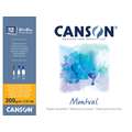 Canson - Montval, Cartoncino per acquerello, grana fine, 30 x 40 cm, 300 g/m², fine (cold pressed), 12 ff. - collato su 4 lati