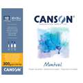 Canson - Montval, Cartoncino per acquerello, grana fine, 40 x 50 cm, 300 g/m², fine (cold pressed), 12 ff. - collato su 4 lati