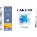 Canson - Montval, Cartoncino per acquerello, grana fine, A4, 21 x 29,7 cm, 300 g/m², fine (cold pressed), 12 ff. - spiralato sul lato corto