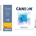 Canson - Montval, Cartoncino per acquerello, grana fine, 32 x 41 cm, 300 g/m², fine (cold pressed), 12 ff. - spiralato sul lato corto
