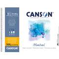 Canson - Montval, Cartoncino per acquerello, grana fine, 37 x 46 cm, 300 g/m², fine (cold pressed), 12 ff. - spiralato sul lato corto