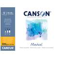 Canson - Montval, Cartoncino per acquerello, grana fine, 36 x 48 cm, 300 g/m², fine (cold pressed), 12 ff. - collato su un lato