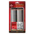 Koh-I-Noor - Polycolor, Set di matite colorate per artisti, Set da 12 - Grigi, set