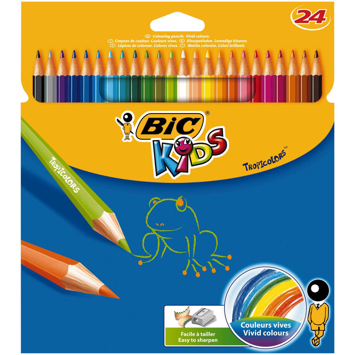 Confezione da 24 Unità Colori Assortiti Colori per Bambini a Casa e a Scuola Tropicolors Astuccio Scuola Visita lo Store di BICBIC Kids Matite Colorate 