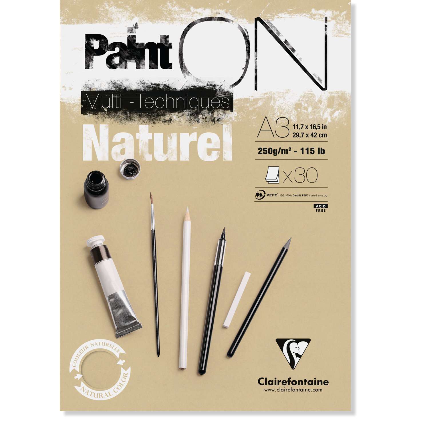 Blocco Carta Da Disegno Clairefontaine Per Olio | 10 Fogli 21x29.7cm 240g Grana Lino - Bianco - Foto 2