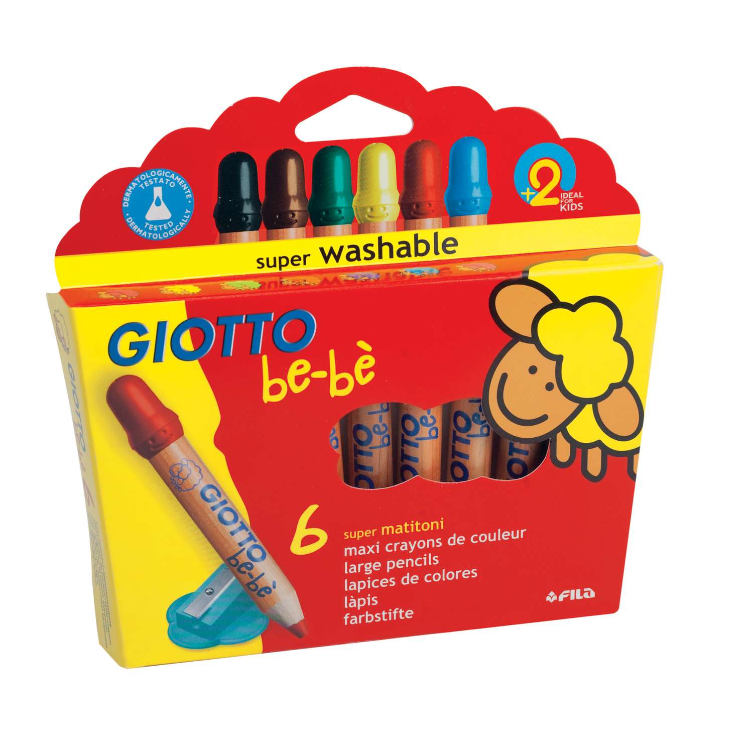 Maxi Matite colorate per bambini - confezione da 12 con temperino