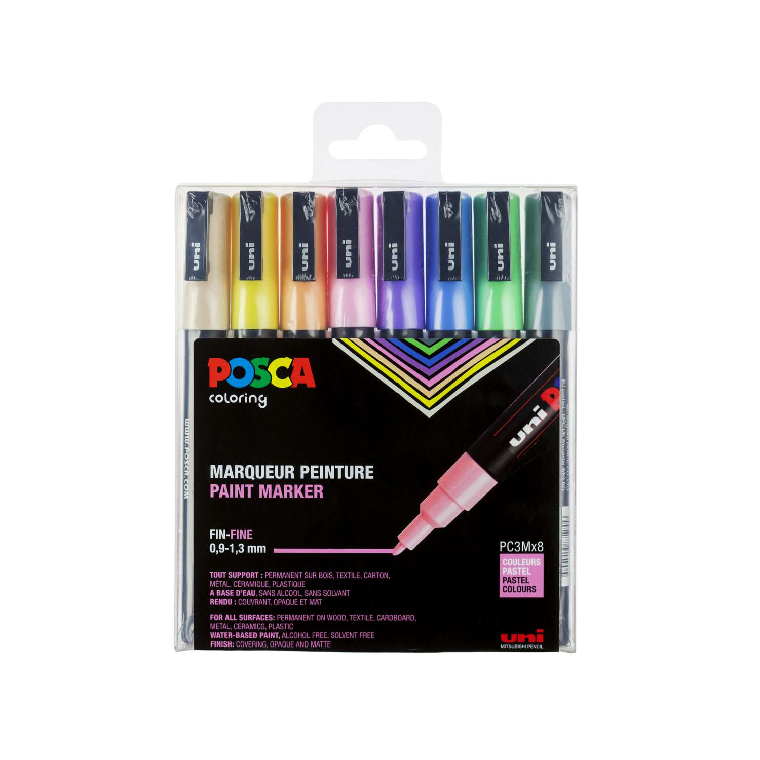 UNI Posca Marker Pittura PC-3M Colori Pastello Set di 8 