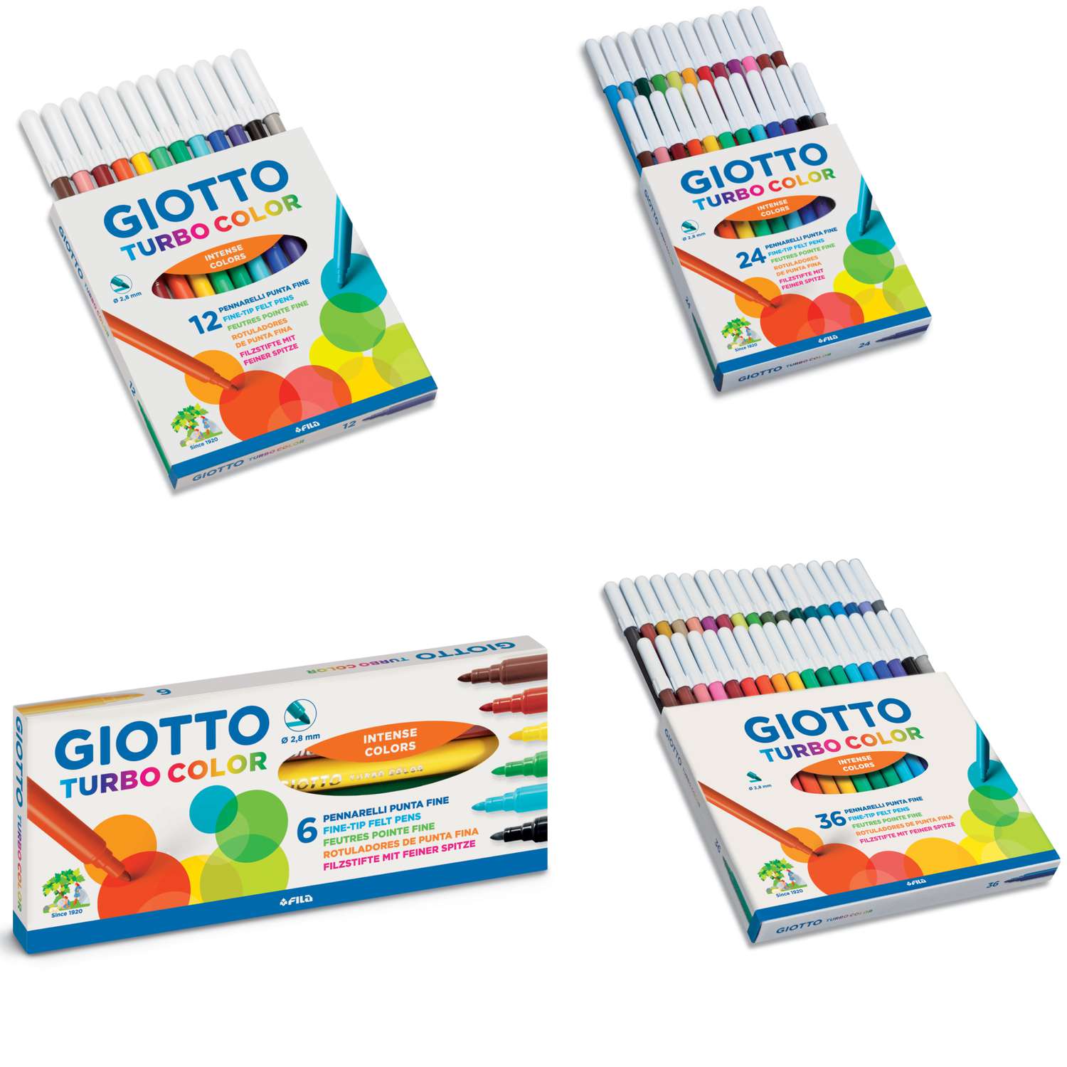 Pennarelli Giotto TurboColor confezione da 12 colori a spirito