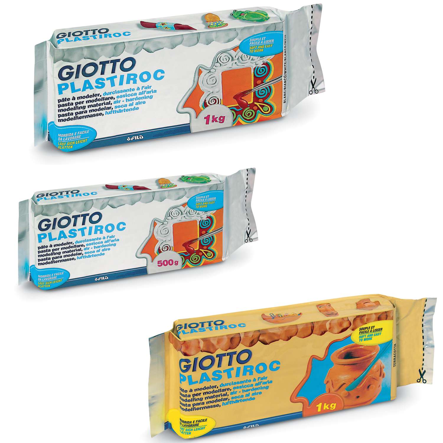 PLASTIROC Boetseerpasta 4x500 G – Weiße Modelliermasse, Perfekt Zum Formen & Basteln