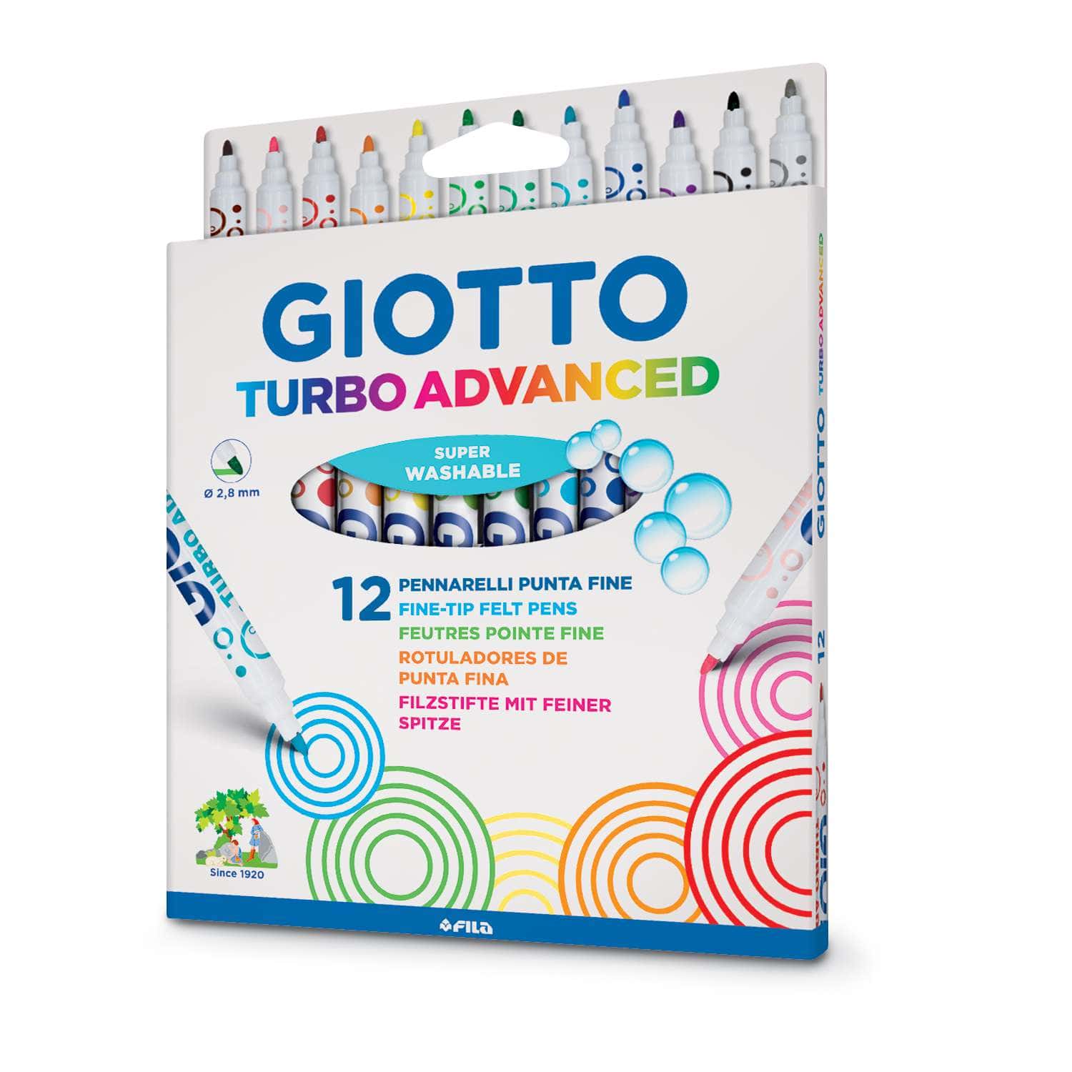Giotto - Turbo Advanced, Set da 12 pennarelli con punta fine