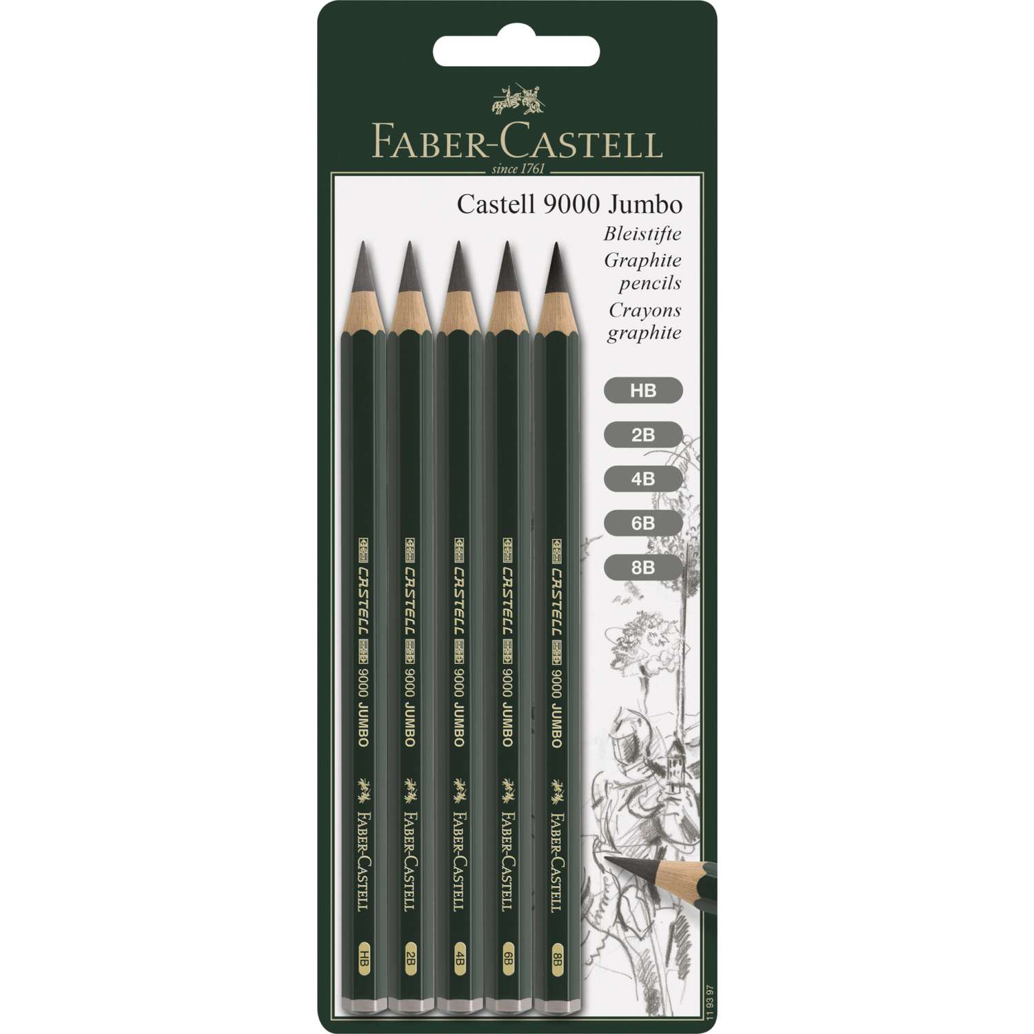 Faber-Castell 9000 Jumbo, set matite di grafite
