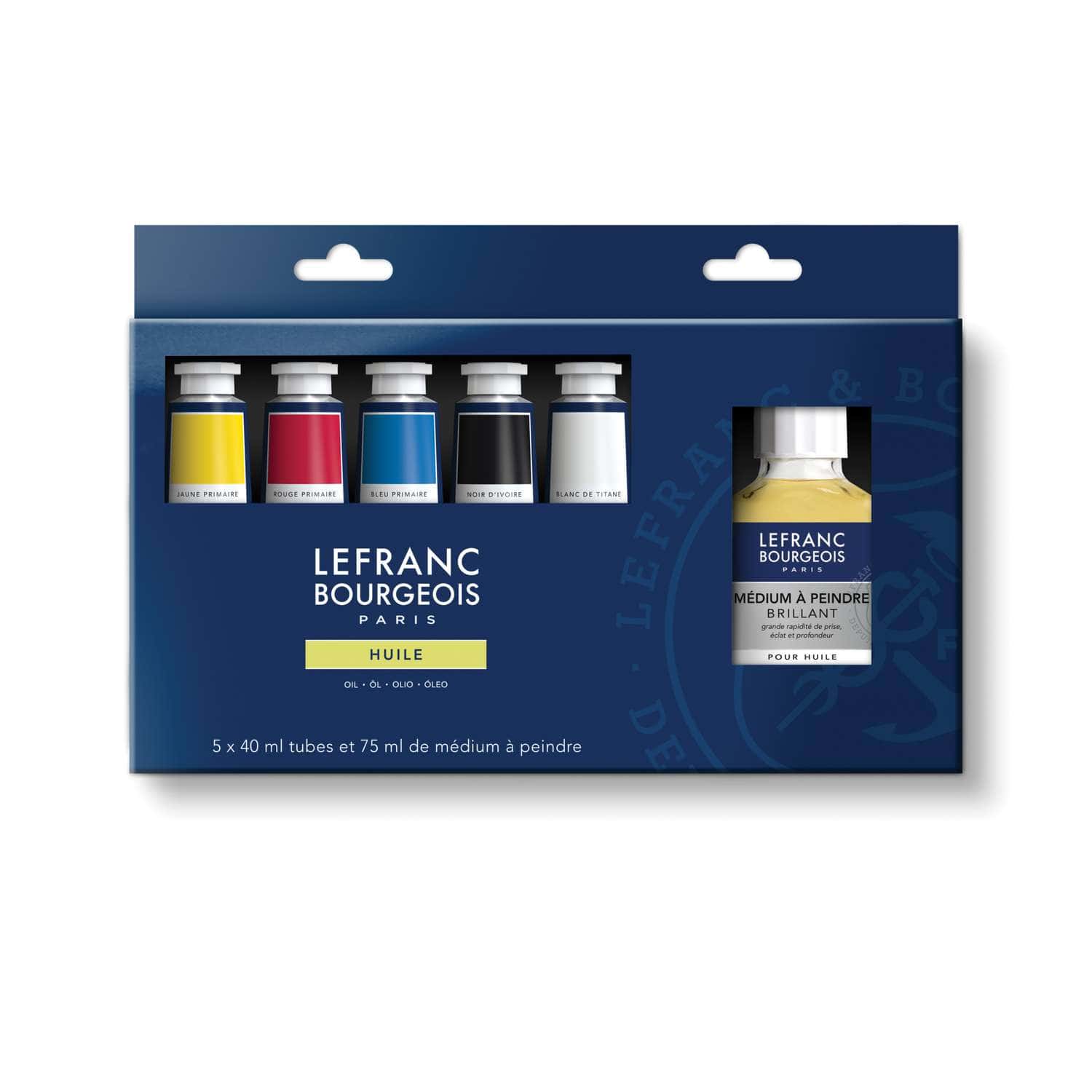 Lefranc & Bourgeois - Set di colori ad olio primari fini+ medium per pittura