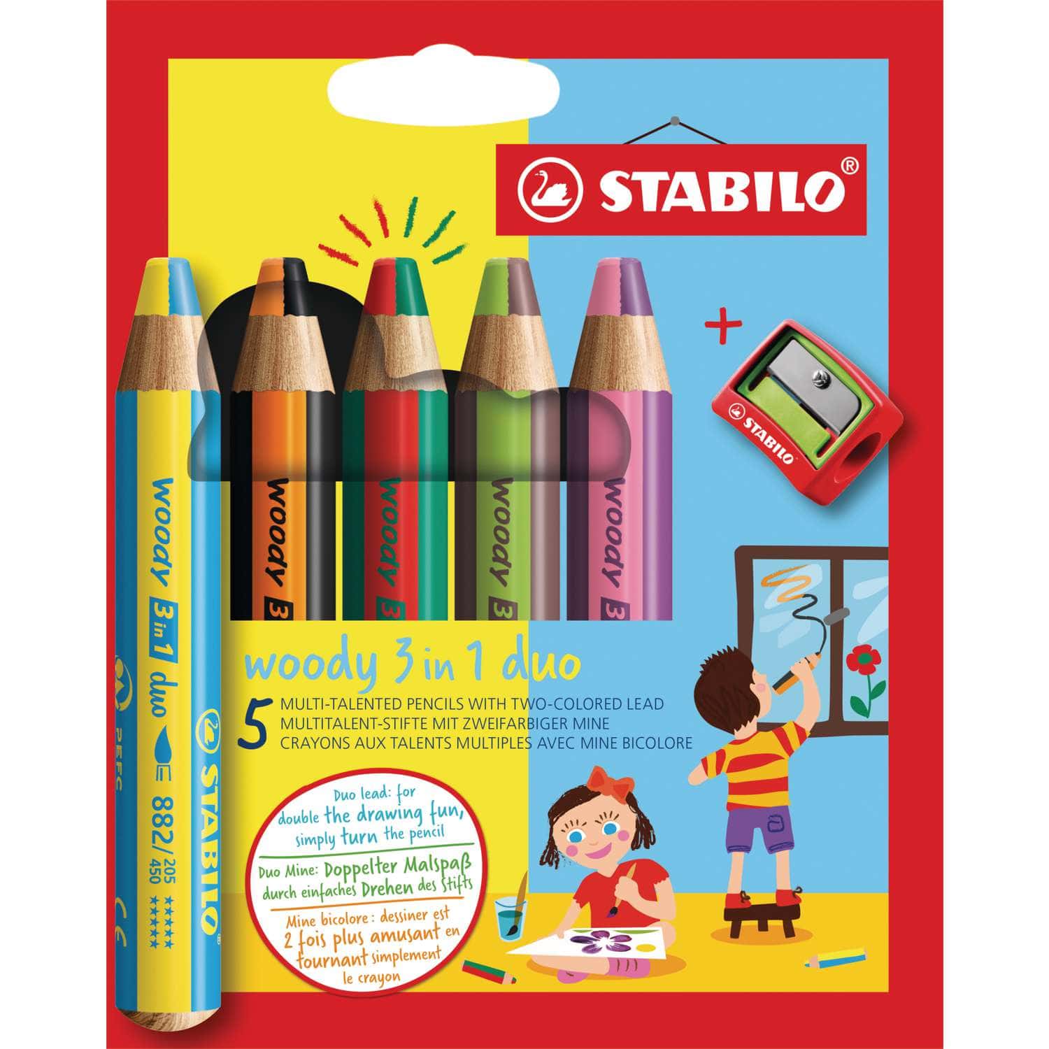 Stabilo - Woody 3 in 1 Duo, Set di matite colorate