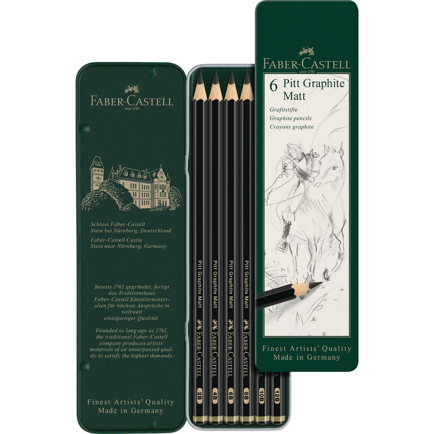 Faber-Castell 115220 - Set di matite Pitt Graphite Matt, 11 pezzi, incl.  salvietta per carta, gomma e temperino : : Cancelleria e prodotti  per ufficio