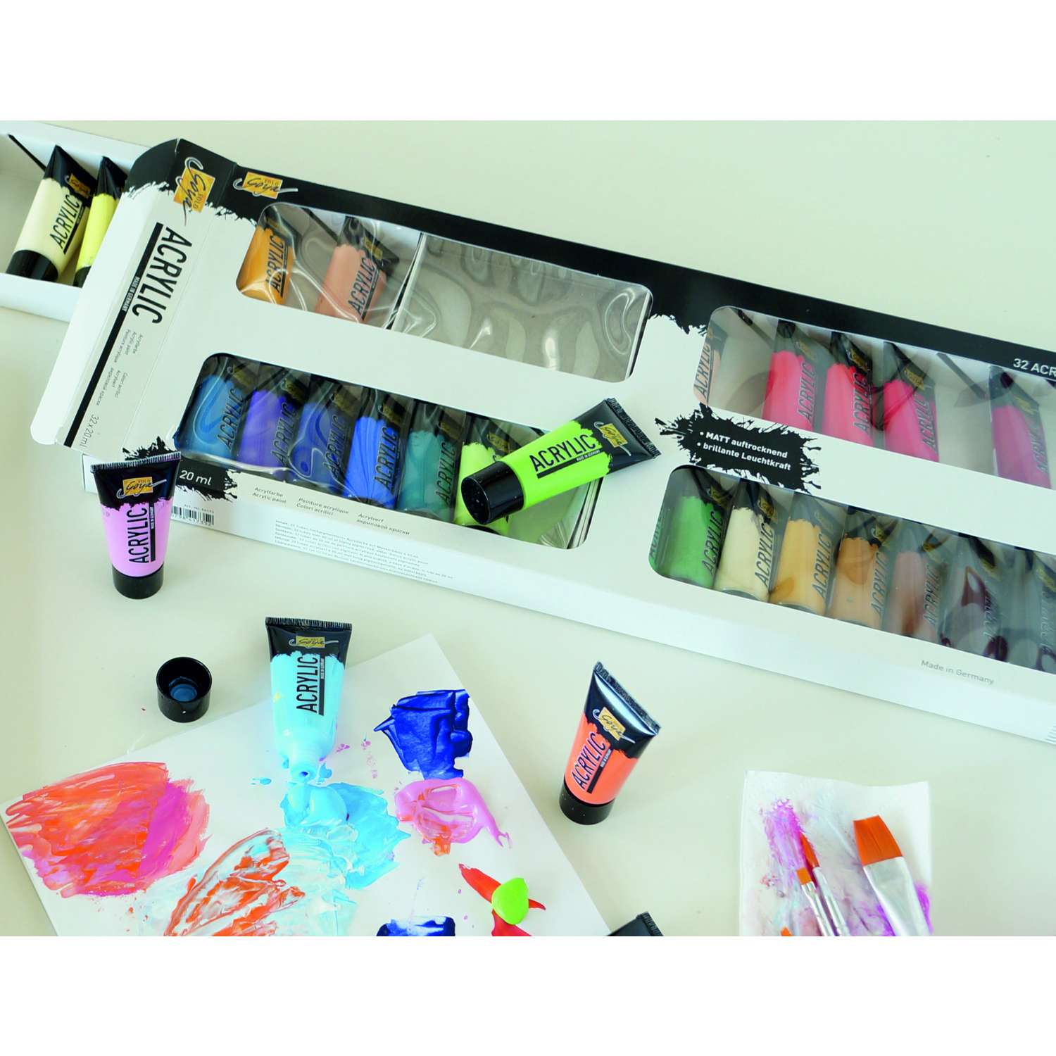 Set Vernici Acriliche Warpaint Fanatic 20 Ml – 15 Colori + Primer, Pennello E 5 Miniature Per WH40K E D&D