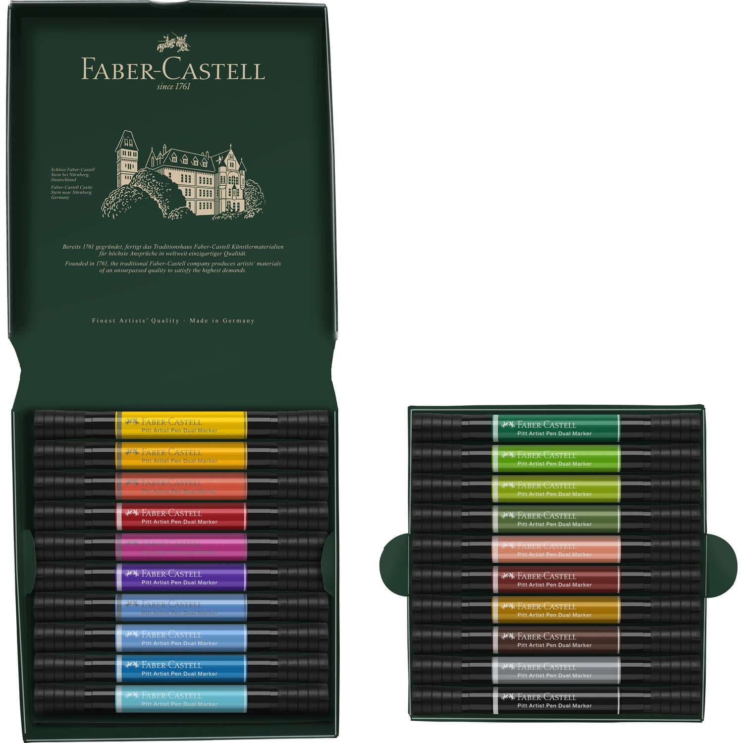 Faber-Castell Pitt Artist Pen Dual Marker - Set Da 10 Con Punta Pennello E Fibra 0.8 Mm
