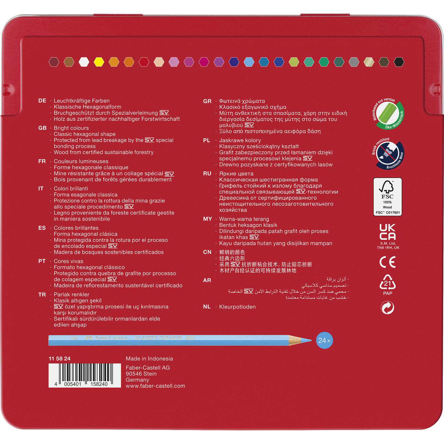 Faber-Castell Sparkle Pastell &ndash; Set 12 Matite Colorate In Custodia Metallica, Mina Morbida E Infrangibile, Forma Triangolare, Vernice Ecologica, Adatte A Destri E Mancini
