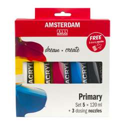 Talens - Amsterdam, Set acrilici standard colori primari + punte di dosaggio