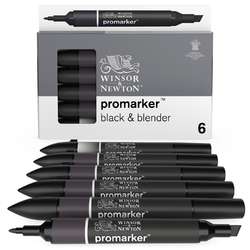 Winsor & Newton - Promarker, Set da 6, Black + blender