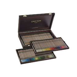 Caran d'Ache - Pastel Pencil, Valigetta in legno con 84 colori