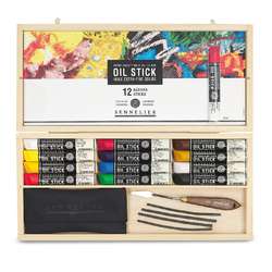 Sennelier - Set da 12 Oil Stick in valigetta di legno