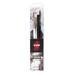 Kum - Illustration Aquarell, Set di 4 pennelli