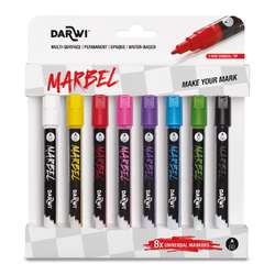 Darwi - Marbel, Marker universali, Set da 8 con punta 2 mm