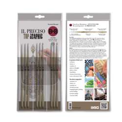 Borciani & Bonazzi - Top Graphic Preciso, Set di 9 pennelli sintetici per dettagli